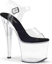 Pleaser Sandaal met enkelband, Paaldans schoenen -37 Shoes- RADIANT-708 Paaldans schoenen Transparant