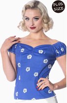 Dancing Days Off shoulder top -2XL- TUTTI FRUITY FLOWER Blauw