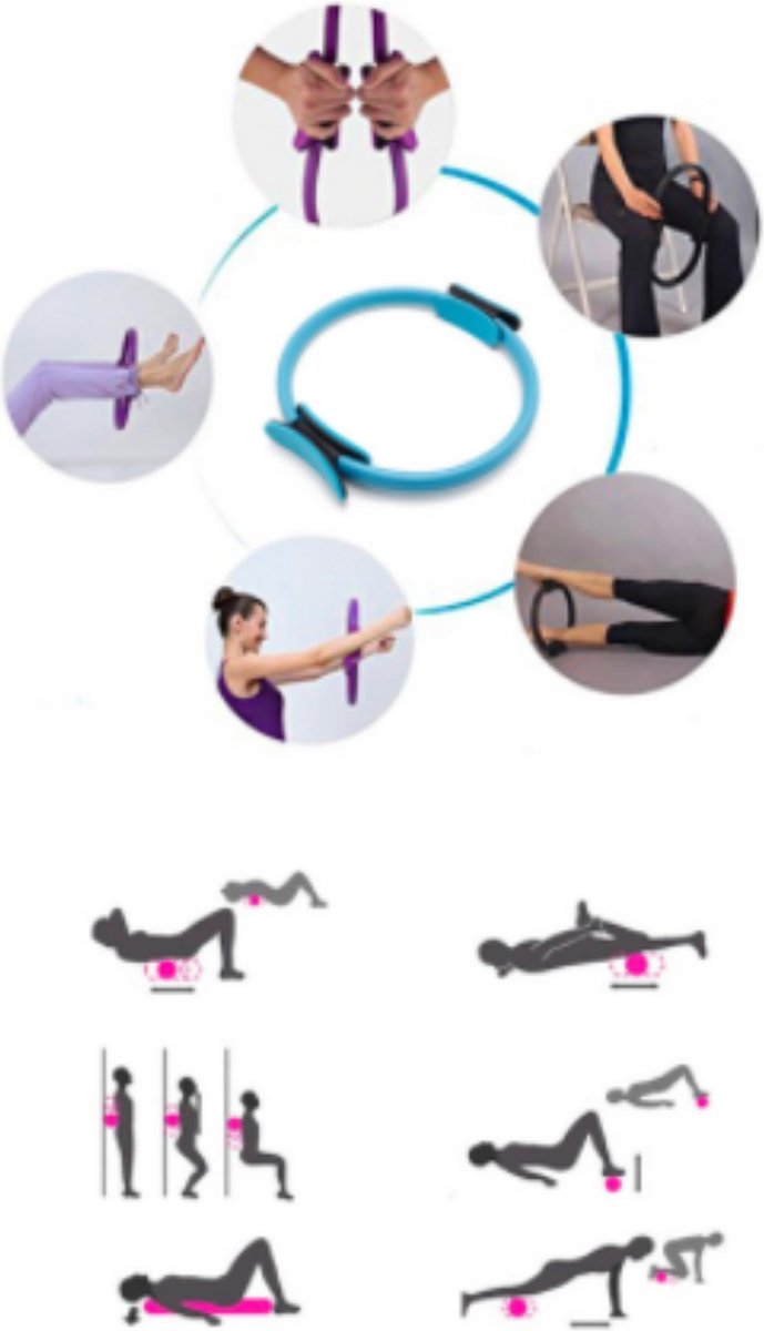 Anneau Pilates Double Poignée 39cm Bluefinity - Cercle Résistance Yoga Avec Mousse Turquoise