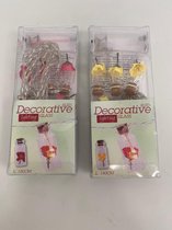 Decoratieve lichtslinger met roosjes en led-verlichting - set van 2 stuks (roze/geel)
