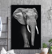 HIP ORGNL Schilderij Elephant - Olifant - 60x90cm - Wanddecoratie dieren - Zwart wit