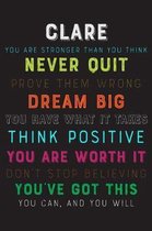 Clare You Are Stronger Than You Think Never Quit Prove Them Wrong Dream Big You Have What It Takes Think Positive You Are Worth It Dont Stop Believing