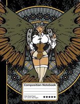 Steampunk Victorian Woman Mechanical Wings Vintage Composition Notebook: Wide Ruled Line Paper Student Notebook for School, Journaling or Personal Use