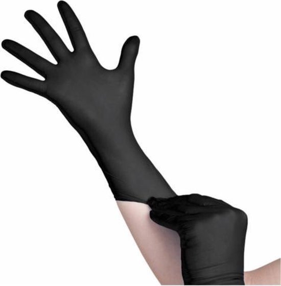 Gevangenisstraf ik zal sterk zijn Volgen Comfort Nitrile Handschoenen Zwart Ongepoederd Medium 100 stuks | bol.com
