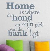 muursticker Home is where de hond - grijs - 75x72cm