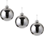 3x Grote kunststof kerstbal zilver 20 cm - Groot formaat zilveren kerstballen