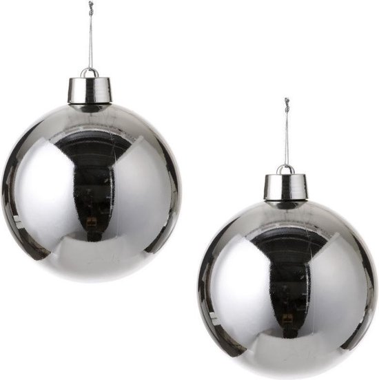 2x Grote kunststof kerstbal zilver 20 cm - Groot formaat zilveren  kerstballen | bol.com