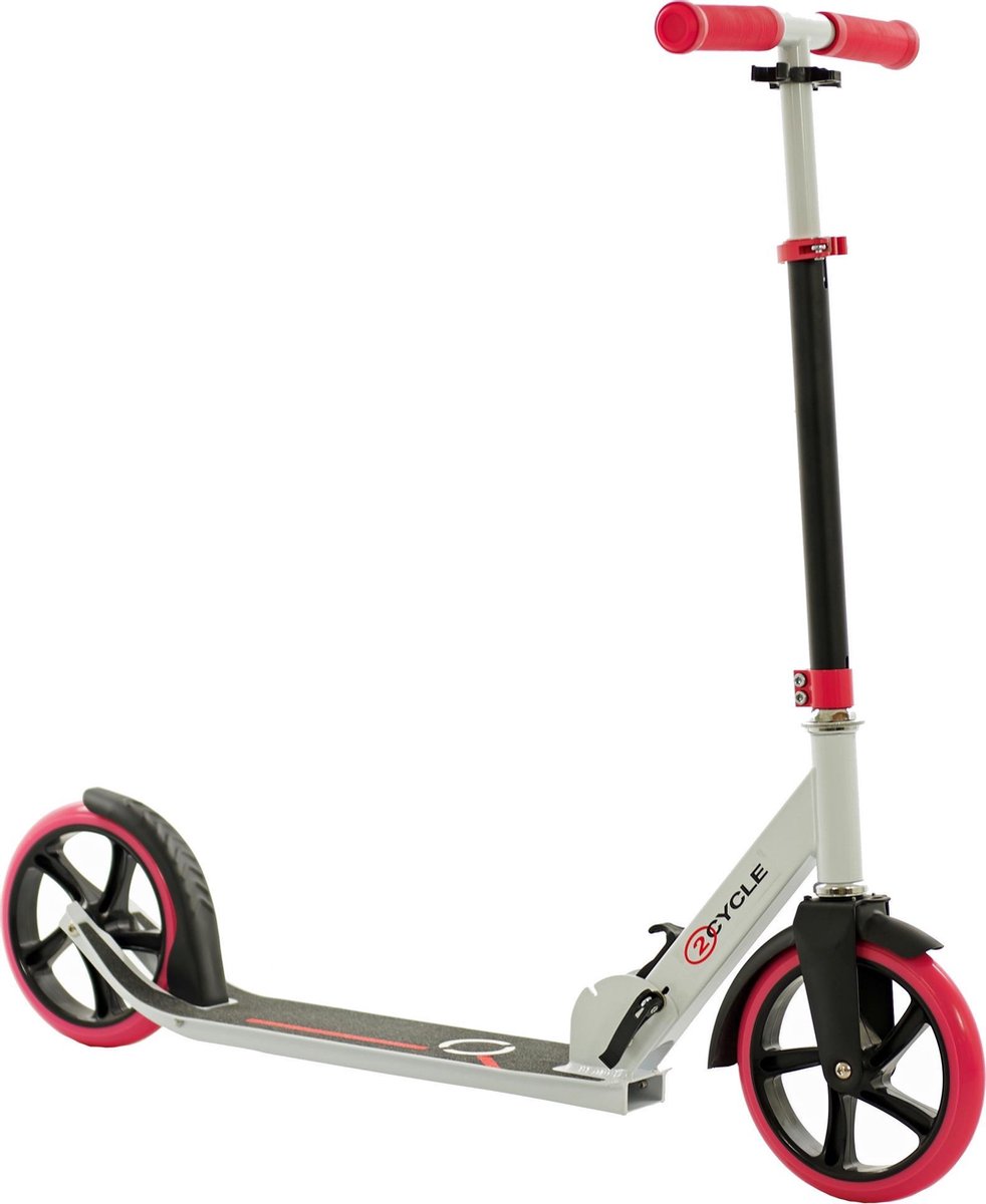 2Cycle Step - Aluminium - Grote Wielen - 20cm -Roze-Wit - Autoped - Scooter  | bol.com