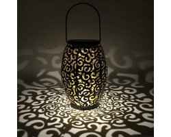 RexTech Solar tuinverlichting - Tafellamp 'Agadir' - Mooi lichteffect - Warm wit licht - Metaal - 23cm hoog - Oosterse lamp - Buitenlamp op zonne-energie