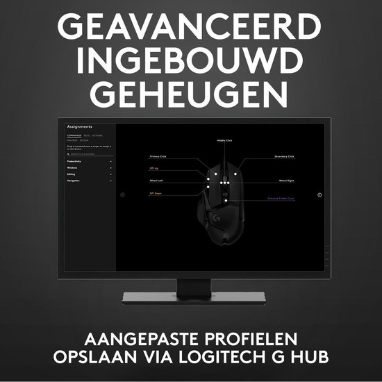 Logitech G502 HERO - Bedrade Gaming Muis - 25K DPI - Rechtshandig - Zwart