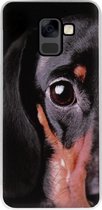 ADEL Siliconen Back Cover Softcase Hoesje Geschikt voor Samsung Galaxy A8 Plus (2018) - Teckel Hond