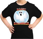Halloween Happy Halloween spook verkleed t-shirt zwart voor kinderen - horror spook shirt / kleding / kostuum 158/164
