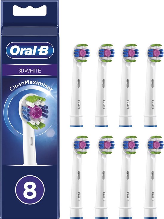Oral-B 3D White - Met CleanMaximiser-technologie -  Opzetborstels - 8 Stuks - Brievenbusverpakking - Oral B