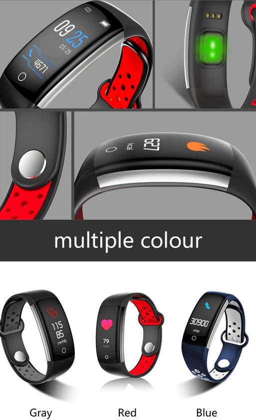 DrPhone V9 PLUS - Touchscreen Stappenteller - Hartslagmeter -Activitytracker - Smartwatch met Slimme functies - Blauw - DrPhone