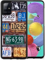 Telefoon Hoesje Geschikt voor Samsung Galaxy A51 Hippe Hoesjes met Zwarte rand Kentekenplaten