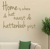 muursticker Home is where de kat - goud - 75x67,5cm