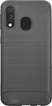 BMAX Carbon soft case hoesje geschikt voor Samsung Galaxy A40 / Soft cover / Telefoonhoesje / Beschermhoesje / Telefoonbescherming - Grijs