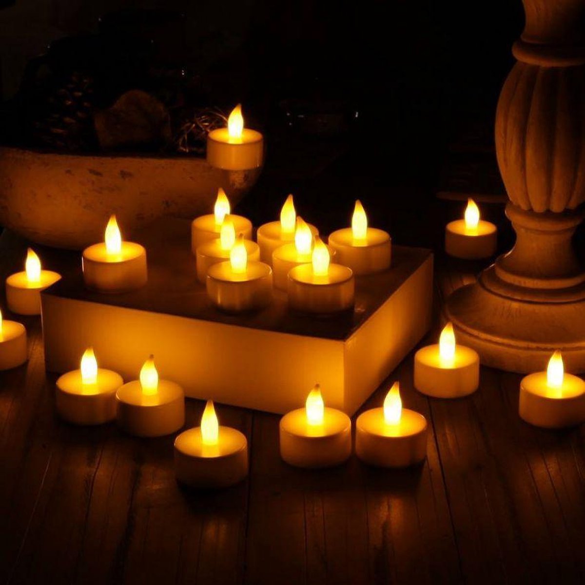 Instalights 24 LED Waxine Lichtjes Theelichtjes LED Direct klaar voor gebruik bol