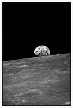 Moon with Earth over horizon (ruimtevaart) - Foto op Akoestisch paneel - 80 x 120 cm