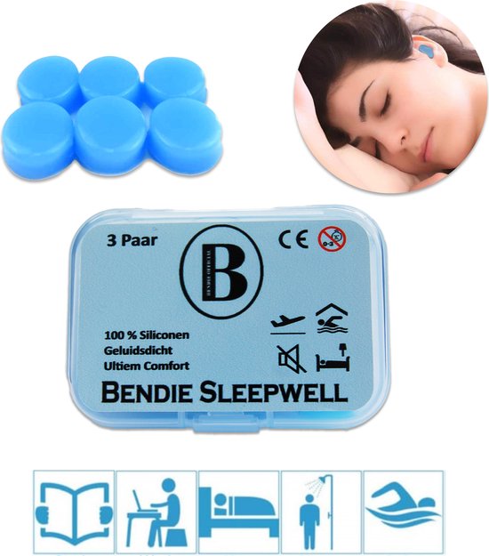Bendie Sleepwell Plus Siliconen Oordoppen Slapen - Anti Snurk Earplugs - Gehoorbescherming - Vormbaar - 6 stuks - Sleepwell Plus