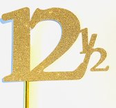 Taartdecoratie |Taarttopper| Cake topper | Taartversiering| Verjaardag| Cijfers | 12,5 | Goud glitter|14 cm| karton