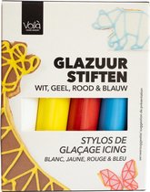 Voila Glazuur stiften | 4 kleuren | wit rood geel blauw - 76 gram