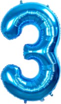 Folie Ballon Blauw Cijfer 3 Jaar Folie Ballonnen Verjaardag Met Rietje