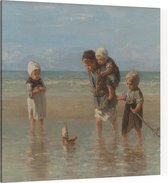 Kinderen der zee, Jozef Israëls - Foto op Canvas - 100 x 100 cm