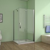 Serie Poppy - Douchecabine Rechthoek - 120 Vouwdeur x 80 Vaste Wand - Chroom - 6mm Helder Veiligheidsglas - Antikalk