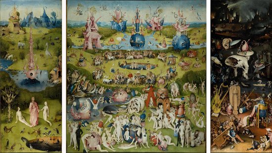 Poster Jeroen (Jheronimus) Bosch - Tuin der Lusten - Middeleeuwse drieluik - Large 50x70