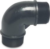 Knie 90° PP 1/2" buitendraad 10bar zwart, per 5 stuks