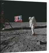 Armstrong photographs Buzz Aldrin (maanlanding) - Foto op Canvas - 100 x 100 cm