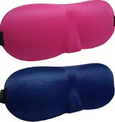 3D Slaapmaskers Donker Blauw & Roze - Thuis - Slaapmasker - Verduisterend - Onderweg - Vliegtuig - Festival - Slaapcomfort - oDaani