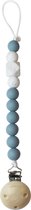 Chewies & More speenkoord Silicone Beads - dusty blue / wit gritt