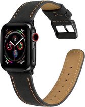 Geschikt voor Apple Watch bandje 42 / 44 / 45 / 49 mm - Series 1 2 3 4 5 6 7 8 SE Ultra - Smartwatch iWatch horloge band - 42mm 44mm 45mm 49mm - Fungus - PU Leer - Zwart