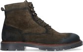 Manfield - Heren - Donkergroene veterboots van suède - Maat 43