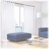 Bol.com Relaxdays - vitrage met lussen - 2 stuks - voile - effen - polyester glasgordijn - wit aanbieding