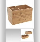 Luxe make-up Organizer met 2 traps –  Bamboe Hout