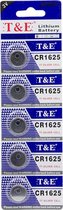 T&E knoopcel batterij Lithium CR1625 - Blister 5