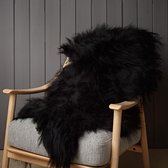 WOOOL Schapenvacht Zwart (XL) 115cm - IJslands Langharig - 100% Natuurlijk & ECHT Dierenvel