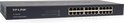 Zwarte TP-Link TL-SG1024 24-poorts Gigabit Switch met 24 ethernetpoorten.