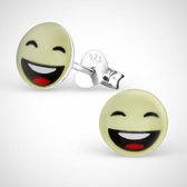 Smiley lach  925 sterling zilver oorstekers - geel