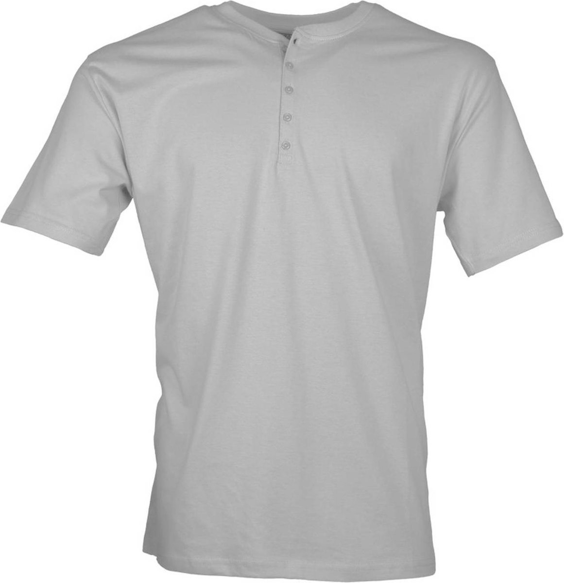 Losan Basic - Heren T-Shirt - Korte Mouw - Ronde Hals - Knoopjes - Grijs - Maat XL