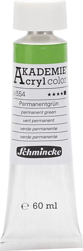 Schmincke AKADEMIE® Acryl color, opaque, good fade resistant, 60 ml, permanent green (554)