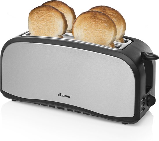 Tristar Broodrooster BR-1046 - 7 instelbare bruiningsstanden - 2 lange sleuven voor 4 boterhammen - RVS