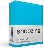 Snoozing Jersey Stretch - Hoeslaken - Extra Hoog - Tweepersoons - 120/130x200/220 cm - Turquoise
