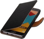 Washed Leer Bookstyle Hoesje - Geschikt voor Samsung Galaxy A7 (2016) Zwart