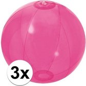 3x Opblaasbare strandbal fel roze 30 cm