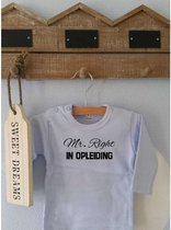 Shirtje Mr Right in opleiding | Lange of korte mouw | lichtblauw | maat 56-110