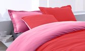 SENZA DONNA 100% Katoen Percaline Dekbedovertrek Uni Double Face 240x200/220-2x60x70 cm ( 240 cm Lang ) ROOD/FUCHSIA